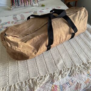 Extra Large 40" x 14" Heavy Duty Military Style Duffle Bag Canvas Tan and Black